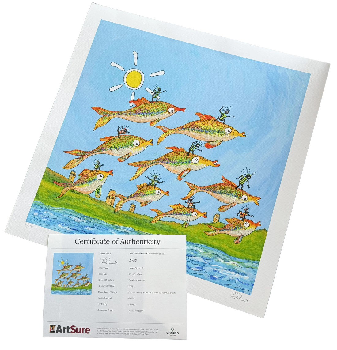 A limited edition print from Dean Reeve's Quasiland. This picture shows a limited edition print together with a fine art limited edition certificate of authenticity