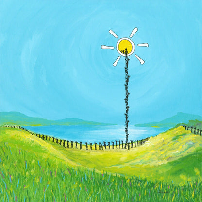 The Headmins and the Magical Pull of the Sun - Limited Edition Cartoon Fine Art Museum Quality Print, Quasiland Wall Art