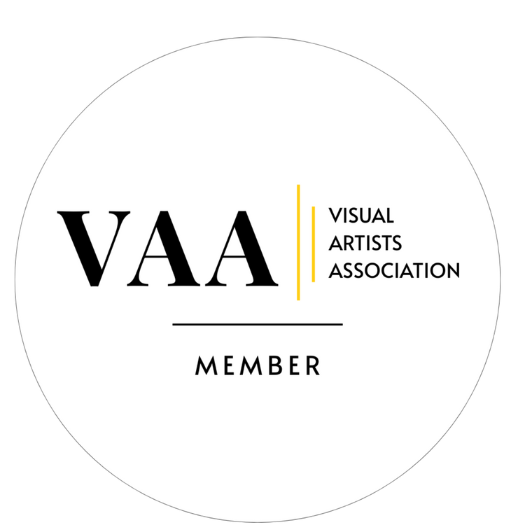 Circular badge with VAA (Visual Artists Association) logo and 'Member' text on a white background