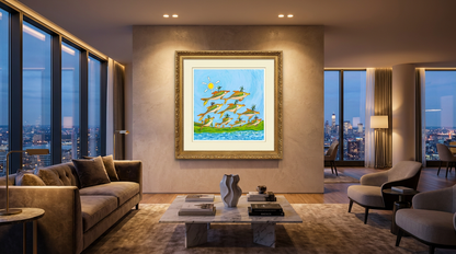 The Fish Surfers of Thumbman Island – Limited Edition Cartoon Fine Art Museum Quality Print, Quasiland Wall Art
