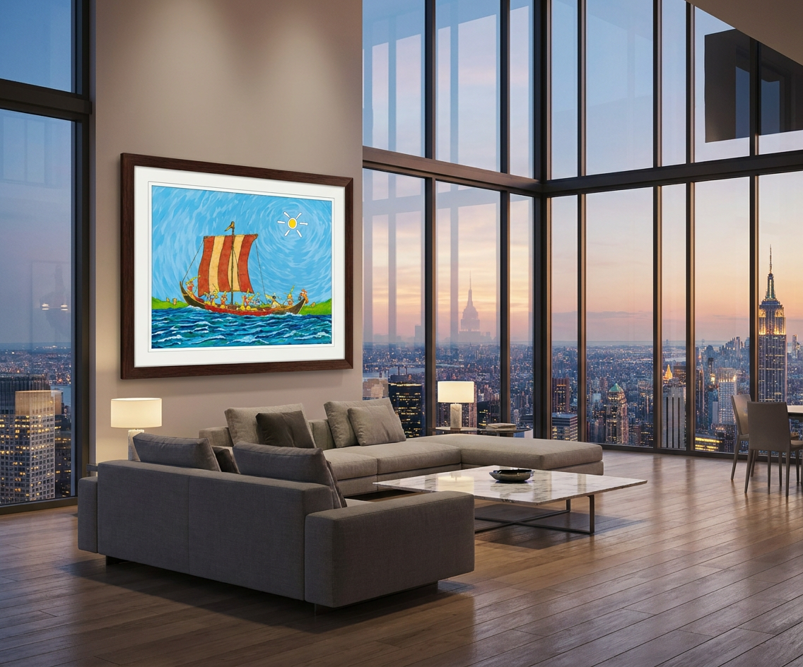 The Bulbs of Rootgard off the coast of Thumbman Island - Limited Edition Cartoon Fine Art Museum Quality Print, Quasiland Wall Art