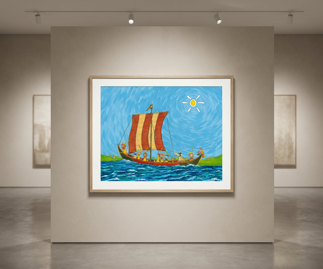 The Bulbs of Rootgard off the coast of Thumbman Island - Limited Edition Cartoon Fine Art Museum Quality Print, Quasiland Wall Art