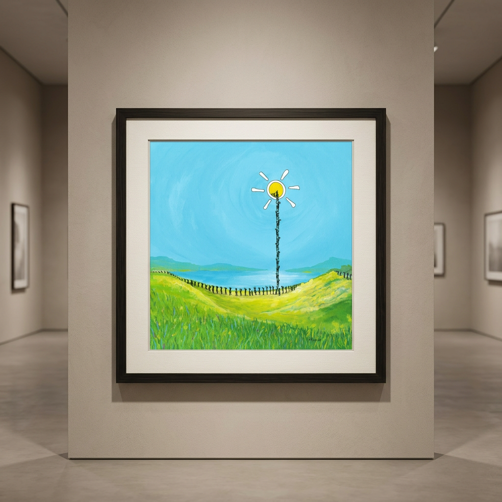 The Headmins and the Magical Pull of the Sun - Limited Edition Cartoon Fine Art Museum Quality Print, Quasiland Wall Art